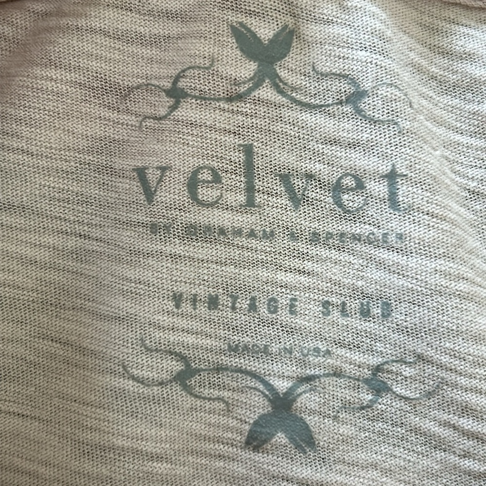 Anthro's Velvet by Graham & Spencer "Vintage Slub" Puff Sleeve Pale Pink Tee XS - Picture 2 of 10
